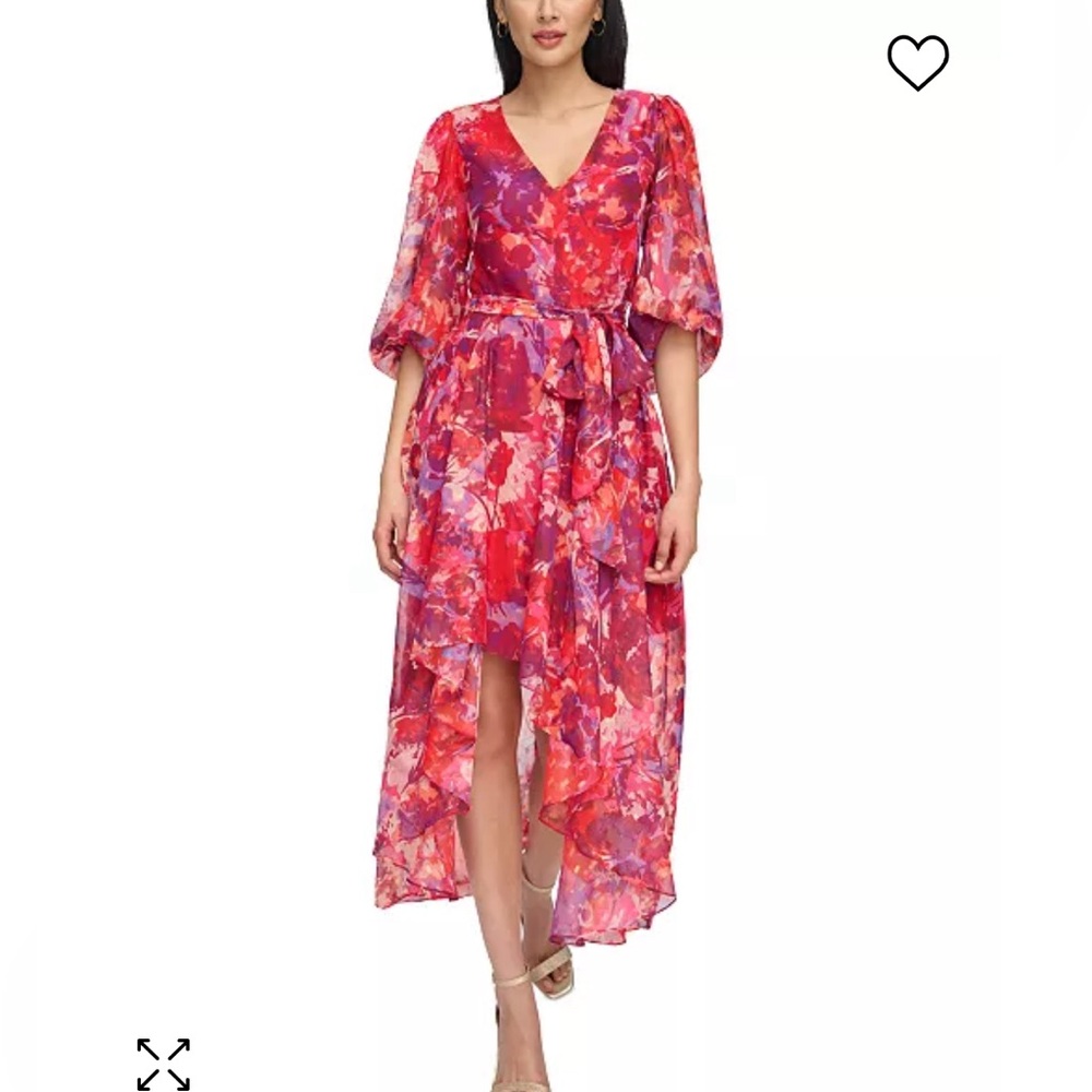 Eliza J Women's Floral-Print High-Low Chiffon Dress